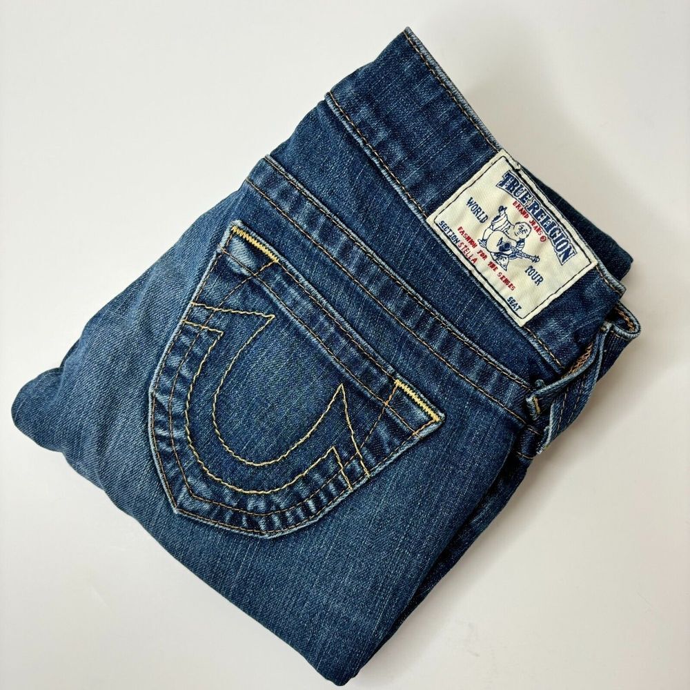 True Religion Jeans Women's 25 Medium Wash Stella Skinny Low-Rise World Tour USA